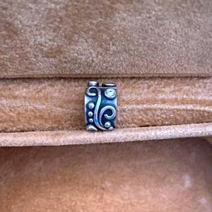 Pandora CZ and Swirly Sterling Silver Clip/Spacer